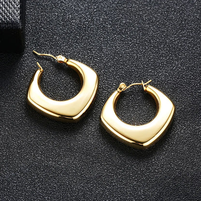 1 Pair Simple Style Solid Color Stainless Steel Plating 18k Gold Plated Earrings