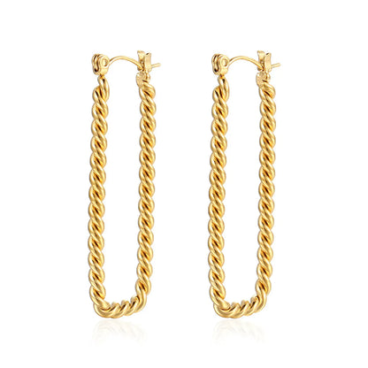 1 Pair Simple Style Solid Color Stainless Steel Plating 18k Gold Plated Earrings