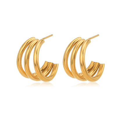 1 Pair Simple Style Solid Color Stainless Steel Plating Earrings