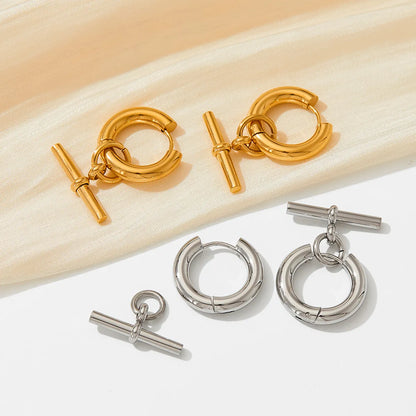 1 Pair Simple Style Solid Color Plating Stainless Steel Earrings