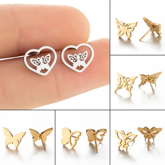 1 Pair Simple Style Solid Color Stainless Steel Plating Gold Plated Ear Studs