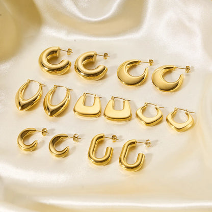 1 Pair Simple Style Solid Color Stainless Steel Plating Gold Plated Earrings