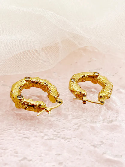 1 Pair Simple Style Solid Color Stainless Steel Plating Inlay Rhinestones Gold Plated Ear Studs