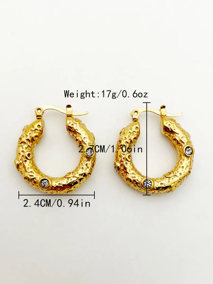 1 Pair Simple Style Solid Color Stainless Steel Plating Inlay Rhinestones Gold Plated Ear Studs