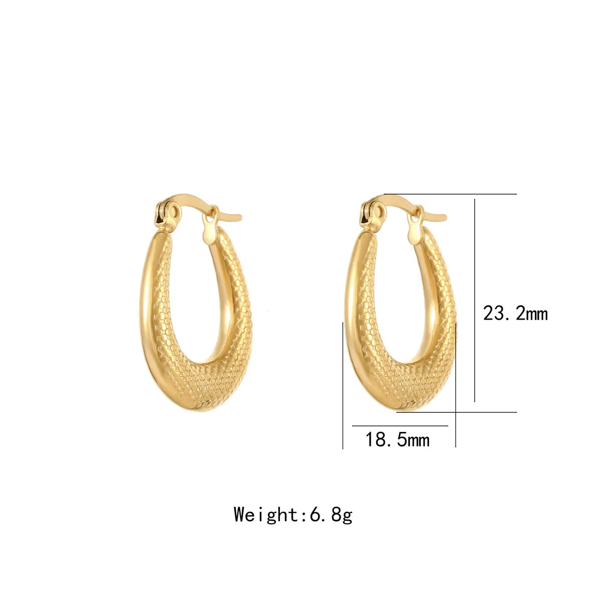 1 Pair Simple Style Solid Color Stainless Steel Titanium Steel Gold Plated Earrings