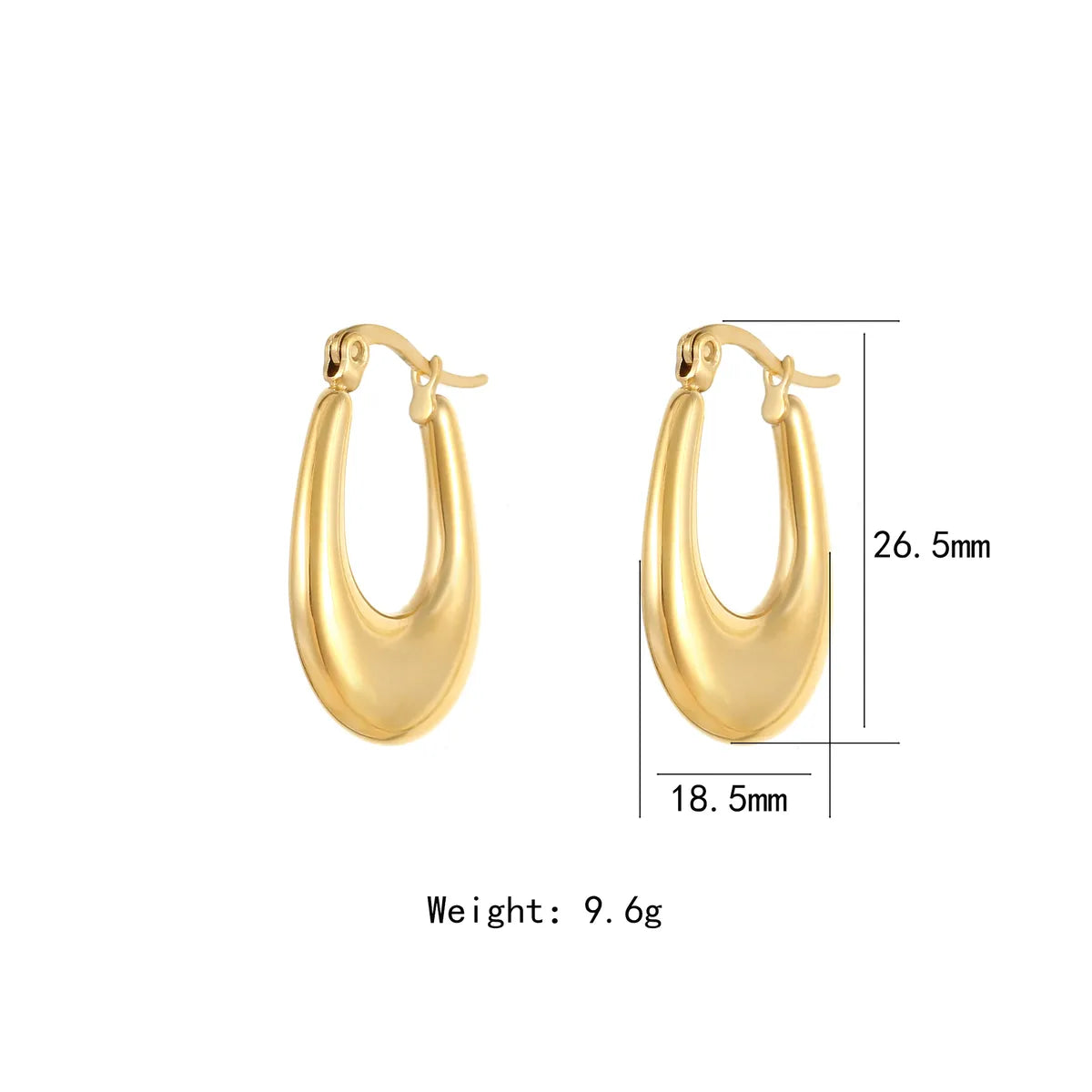 1 Pair Simple Style Solid Color Stainless Steel Titanium Steel Gold Plated Earrings