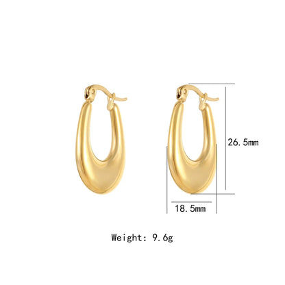 1 Pair Simple Style Solid Color Stainless Steel Titanium Steel Gold Plated Earrings