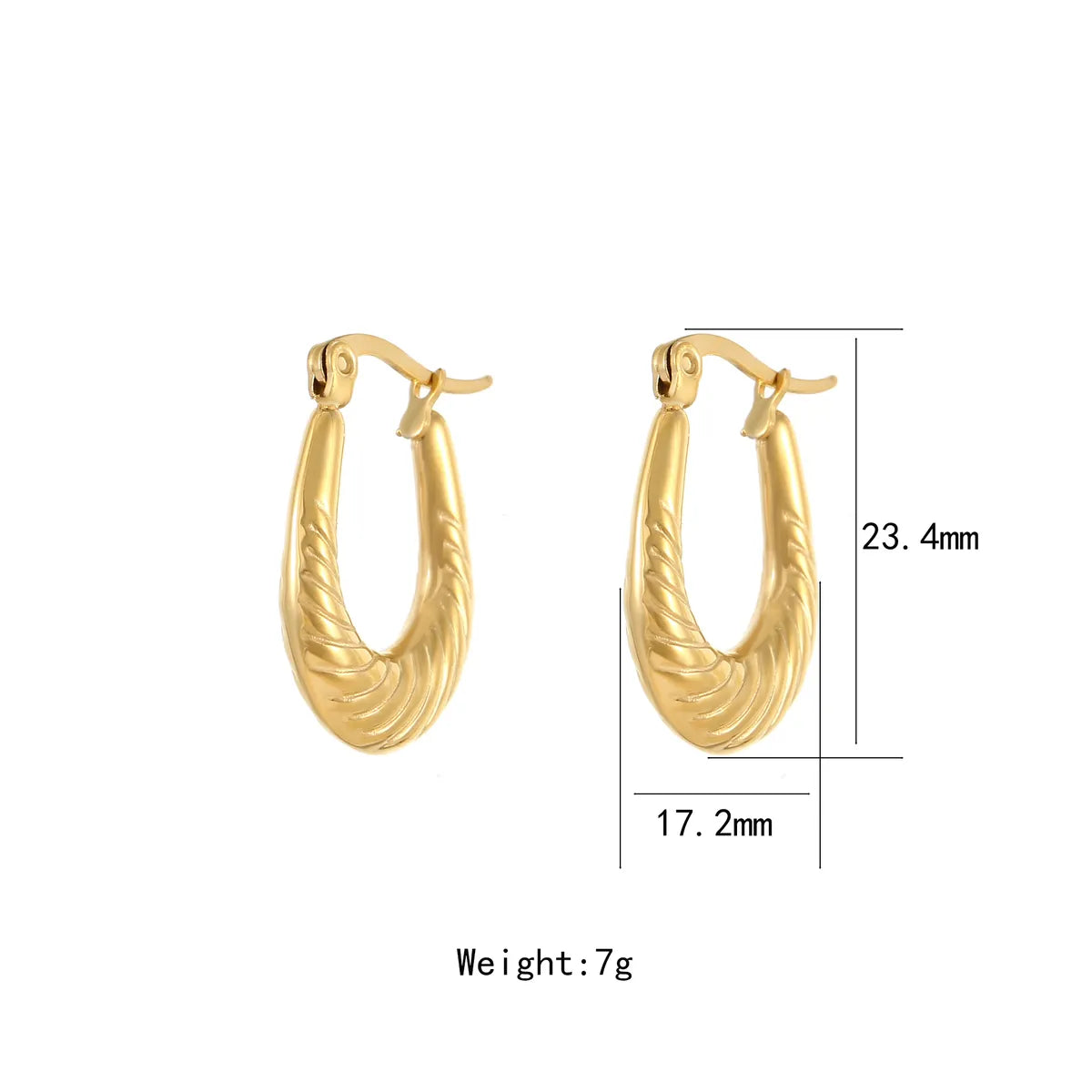 1 Pair Simple Style Solid Color Stainless Steel Titanium Steel Gold Plated Earrings