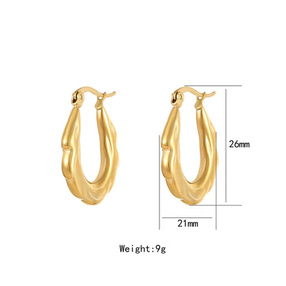 1 Pair Simple Style Solid Color Stainless Steel Titanium Steel Gold Plated Earrings