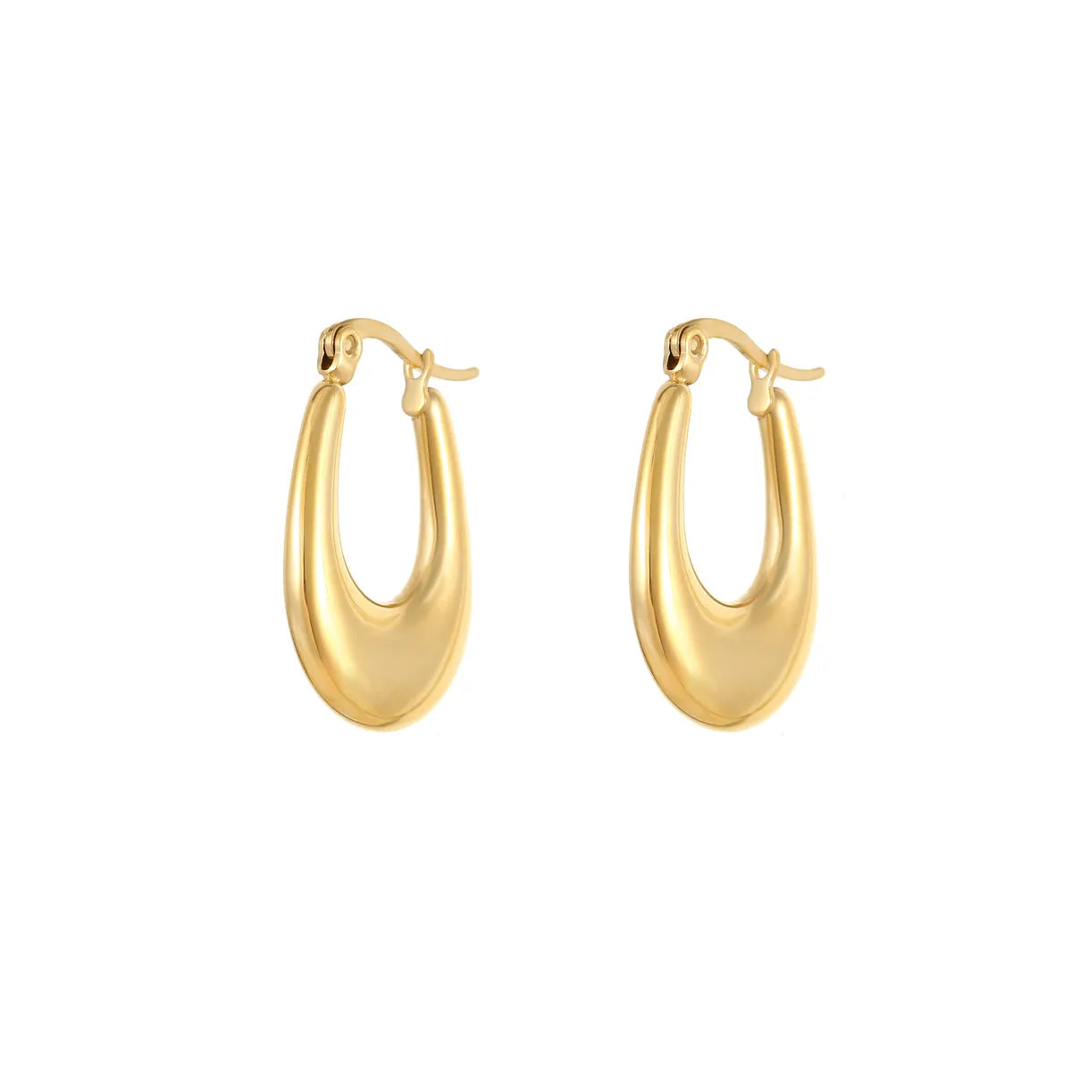 1 Pair Simple Style Solid Color Stainless Steel Titanium Steel Gold Plated Earrings