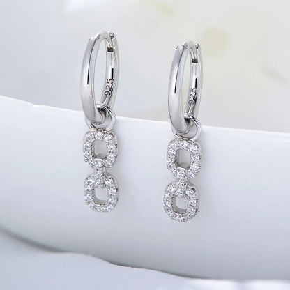 1 Pair Simple Style Solid Color Inlay Sterling Silver Rhinestones Drop Earrings