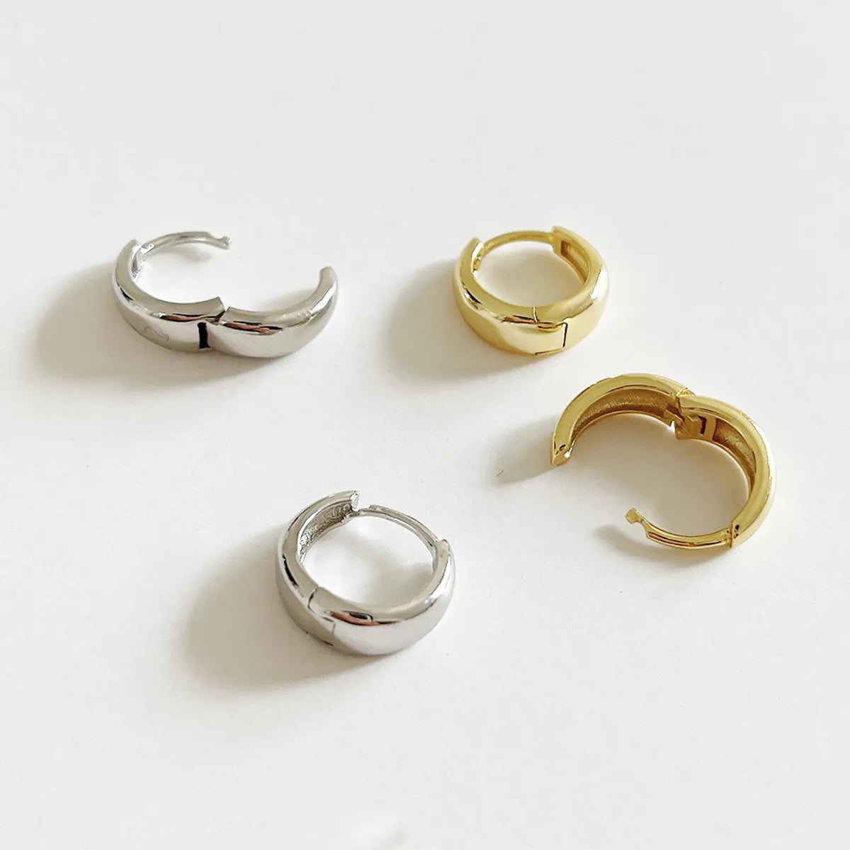 1 Pair Simple Style Solid Color Sterling Silver Plating 18k Gold Plated Earrings