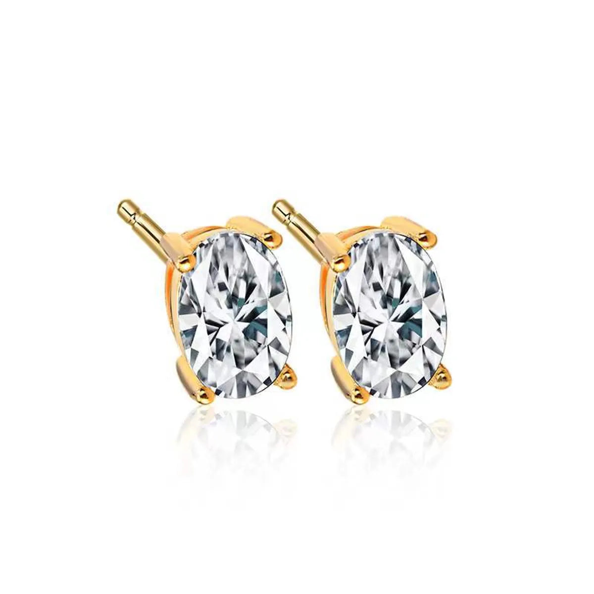 1 Pair Simple Style Solid Color Sterling Silver Plating Inlay Zircon Ear Studs