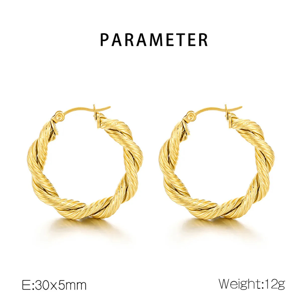 1 Pair Simple Style Solid Color Twist Irregular 304 Stainless Steel 18K Gold Plated Earrings