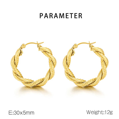 1 Pair Simple Style Solid Color Twist Irregular 304 Stainless Steel 18K Gold Plated Earrings