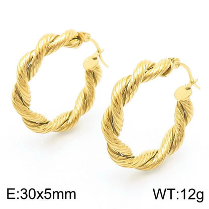 1 Pair Simple Style Solid Color Twist Irregular 304 Stainless Steel 18K Gold Plated Earrings