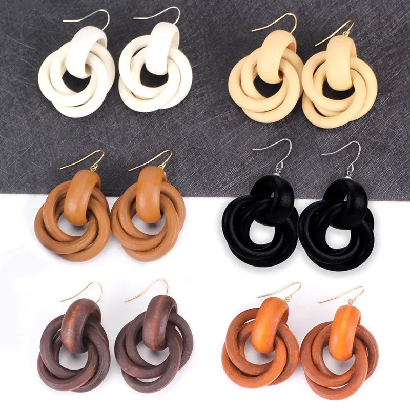 1 Pair Simple Style Solid Color Wood Women'S Earrings