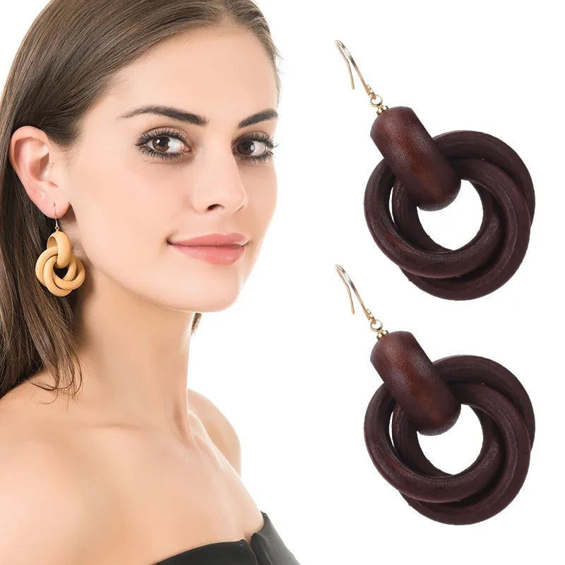 1 Pair Simple Style Solid Color Wood Women'S Earrings