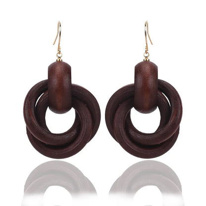 1 Pair Simple Style Solid Color Wood Women'S Earrings