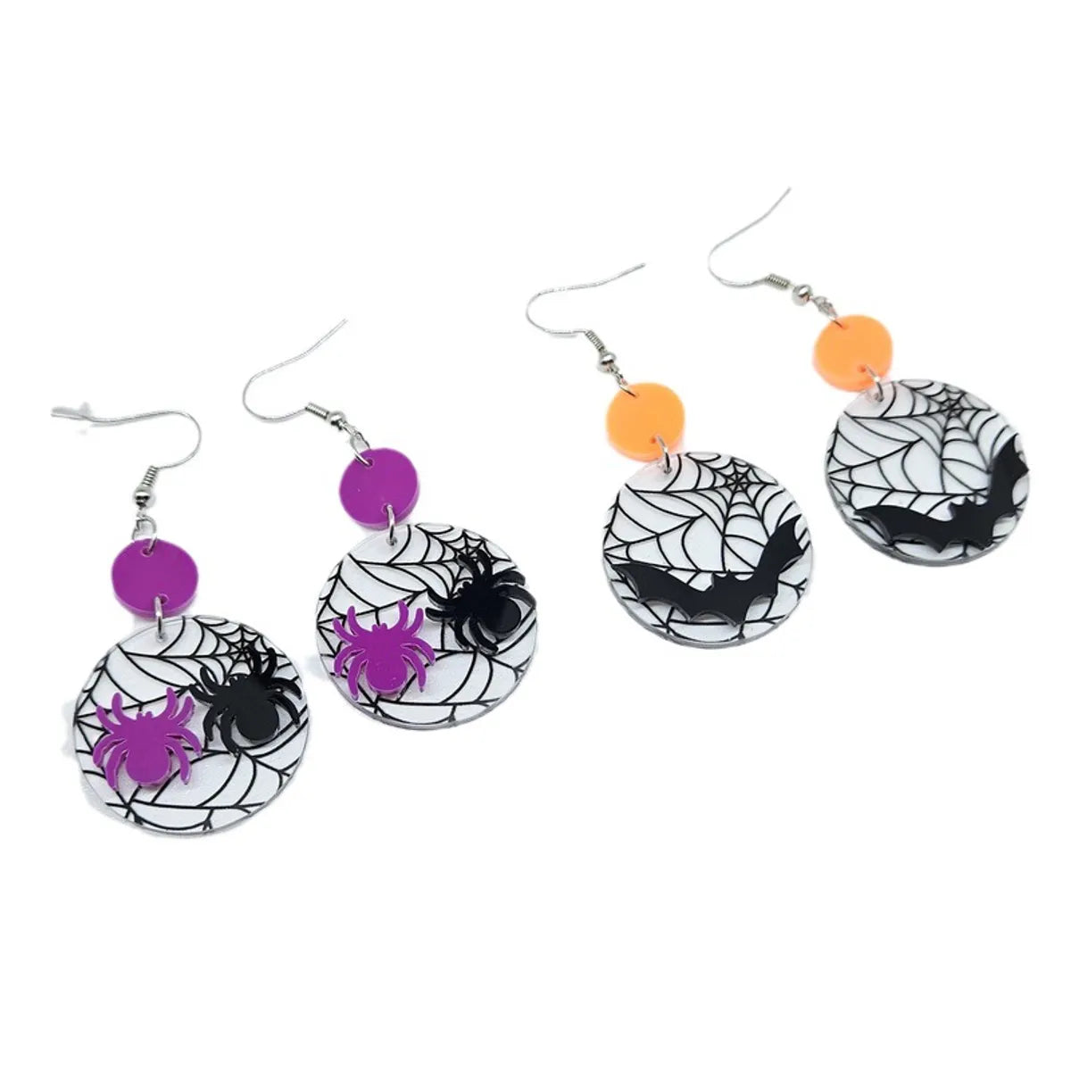 1 Pair Simple Style Spider Printing Arylic Drop Earrings