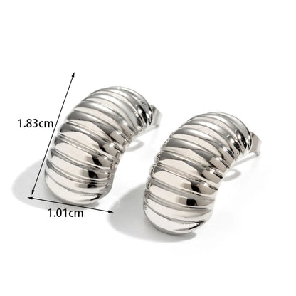 1 Pair Simple Style Spiral Stripe Shell Stainless Steel Ear Studs