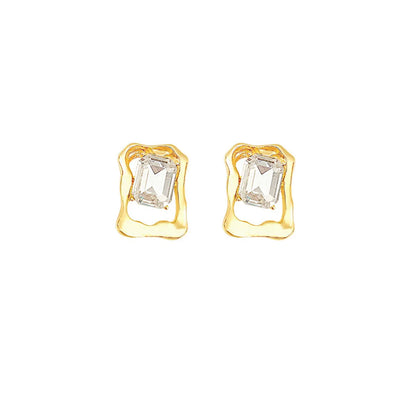 1 Pair Simple Style Square Alloy Inlay Rhinestones Women's Earrings