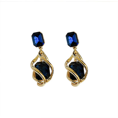 1 Pair Simple Style Square Alloy Inlay Rhinestones Women's Earrings