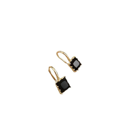 1 Pair Simple Style Square Alloy Plating Zircon Women'S Earrings