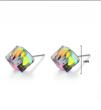 1 Pair Simple Style Square Artificial Crystal Ear Studs