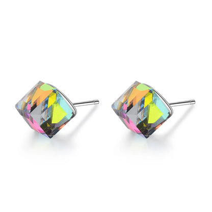 1 Pair Simple Style Square Artificial Crystal Ear Studs