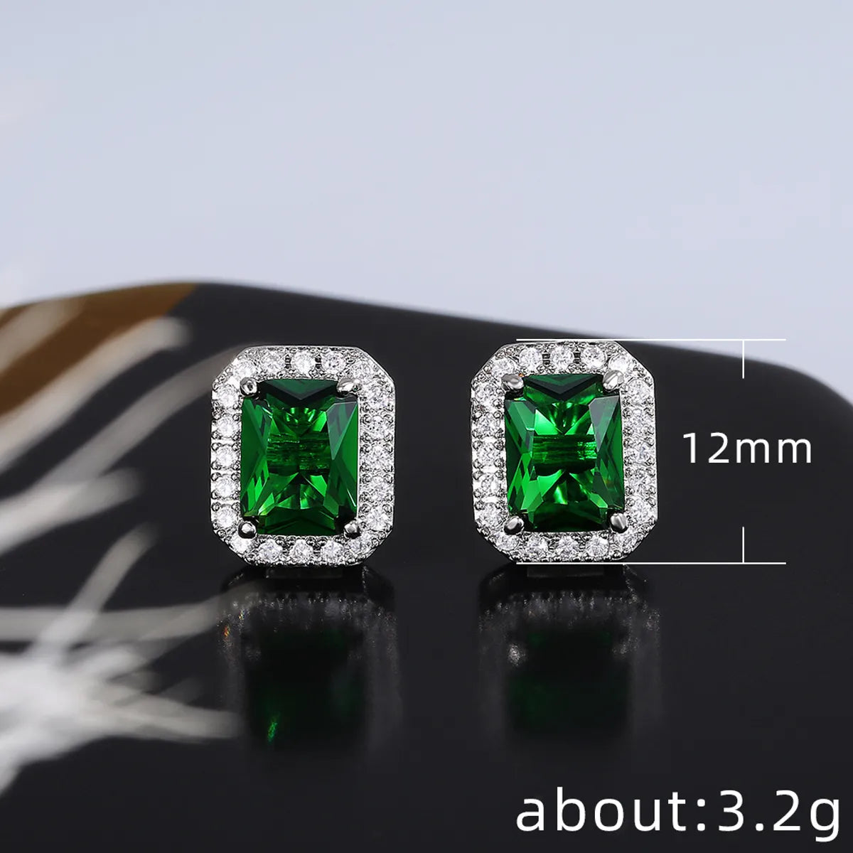 1 Pair Simple Style Square Copper Inlay Zircon Ear Studs