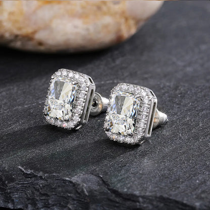 1 Pair Simple Style Square Copper Inlay Zircon Ear Studs