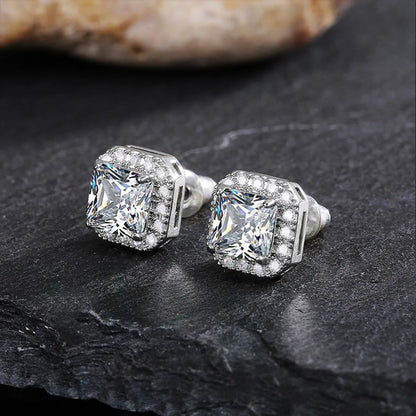 1 Pair Simple Style Square Copper Inlay Zircon Ear Studs