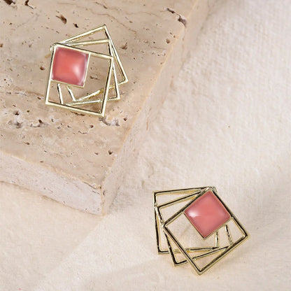 1 Pair Simple Style Square Enamel Plating Alloy Ear Studs