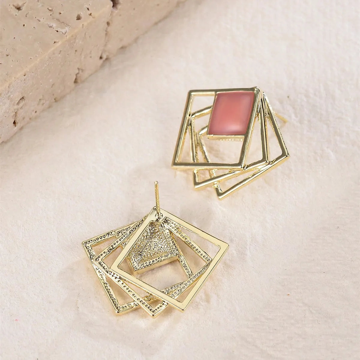 1 Pair Simple Style Square Enamel Plating Alloy Ear Studs