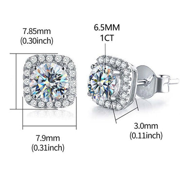 1 Pair Simple Style Square Gra Plating Inlay Sterling Silver Moissanite Silver Plated Ear Studs