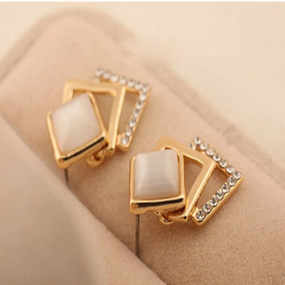 1 Pair Simple Style Square Inlay Alloy Gold Plated Ear Studs