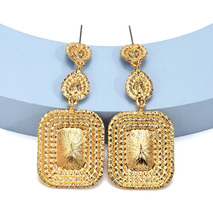 1 Pair Simple Style Square Inlay Alloy Rhinestones Drop Earrings