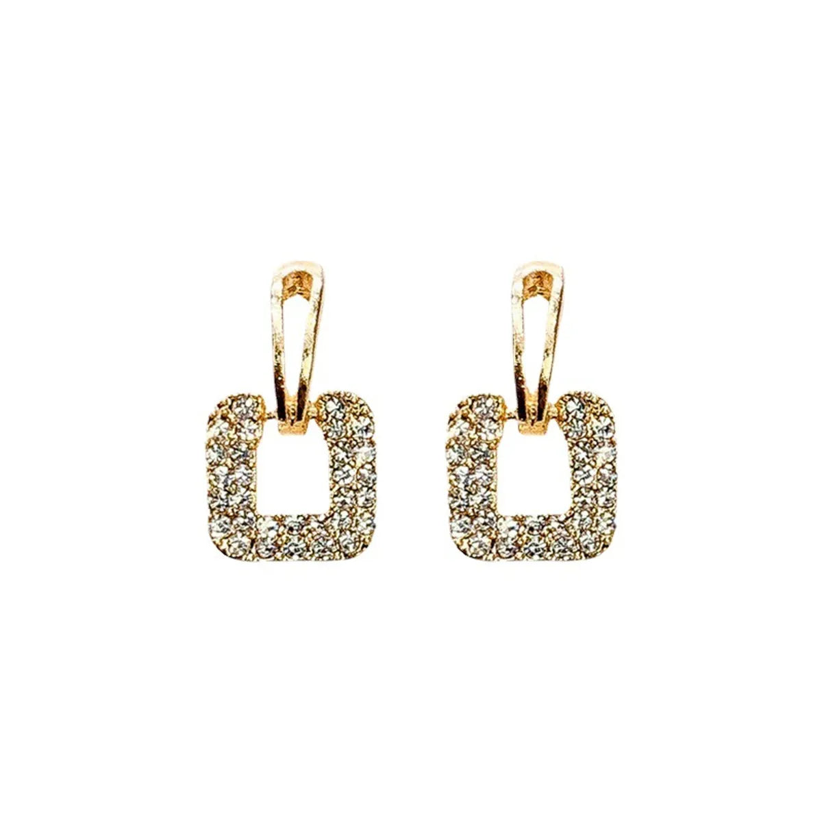 1 Pair Simple Style Square Inlay Alloy Zircon Drop Earrings