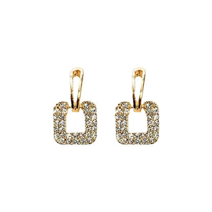 1 Pair Simple Style Square Inlay Alloy Zircon Drop Earrings