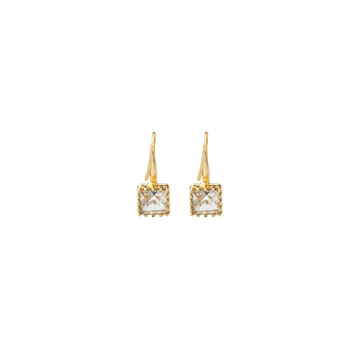 1 Pair Simple Style Square Inlay Alloy Zircon Drop Earrings