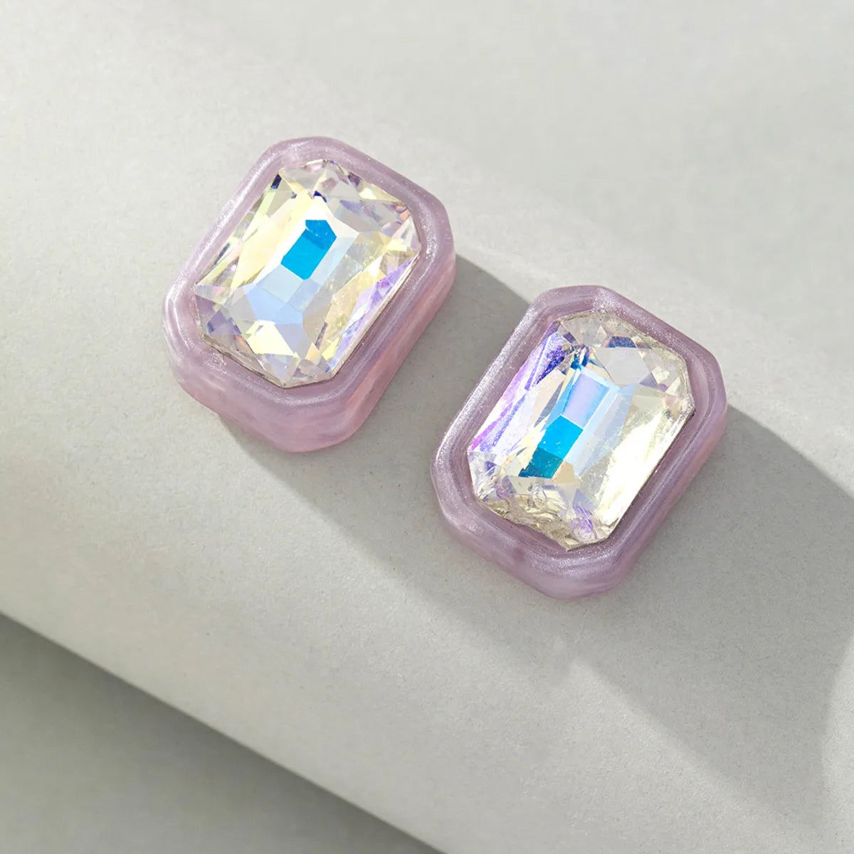 1 Pair Simple Style Square Inlay Arylic Glass Ear Studs