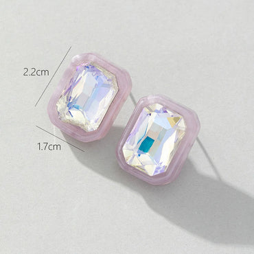 1 Pair Simple Style Square Inlay Arylic Glass Ear Studs