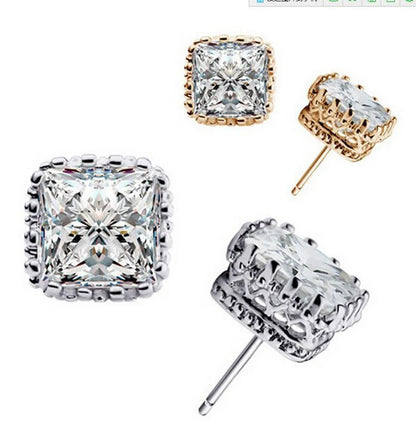 1 Pair Simple Style Square Inlay Copper Zircon Ear Studs