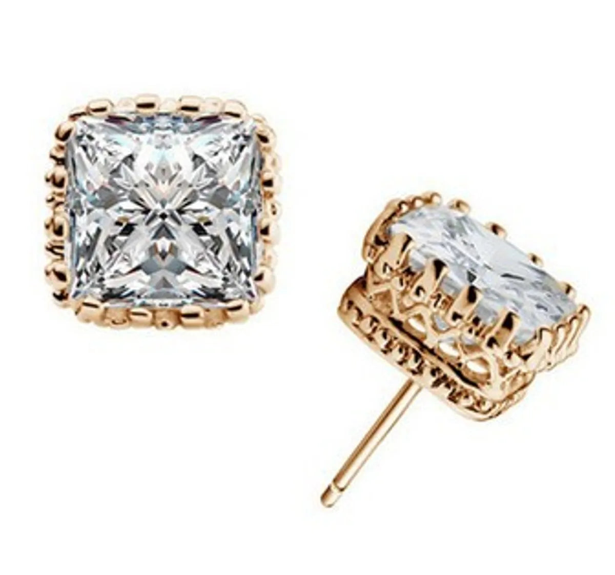 1 Pair Simple Style Square Inlay Copper Zircon Ear Studs