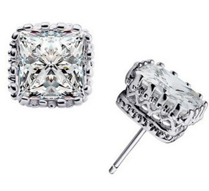 1 Pair Simple Style Square Inlay Copper Zircon Ear Studs