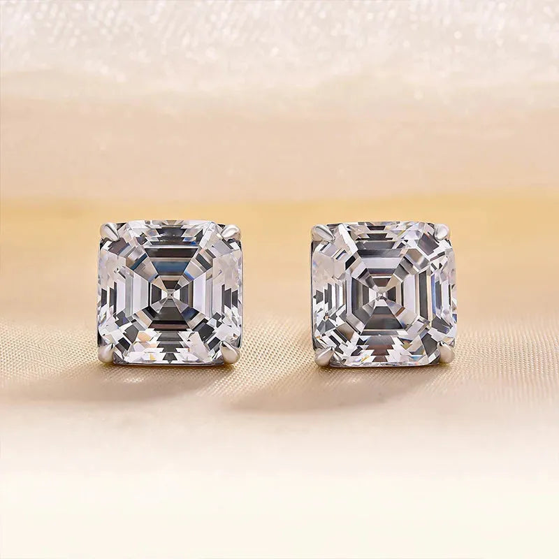 1 Pair Simple Style Square Inlay Copper Zircon Ear Studs