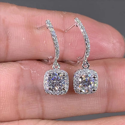 1 Pair Simple Style Square Inlay Copper Zircon Earrings