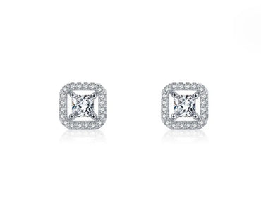 1 Pair Simple Style Square Inlay Sterling Silver Zircon Ear Studs