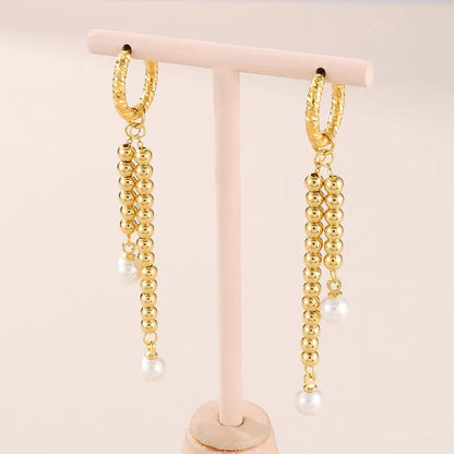 1 Pair Simple Style Square Inlay Titanium Steel Rhinestones 18K Gold Plated Drop Earrings